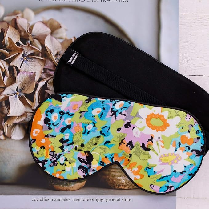 100% Pure Silk Eye Mask Sleep Eye Mask Eye Cover Eyeshade Sleeping Eye Mask Printed Colors (#17)-VivaGrace Women
