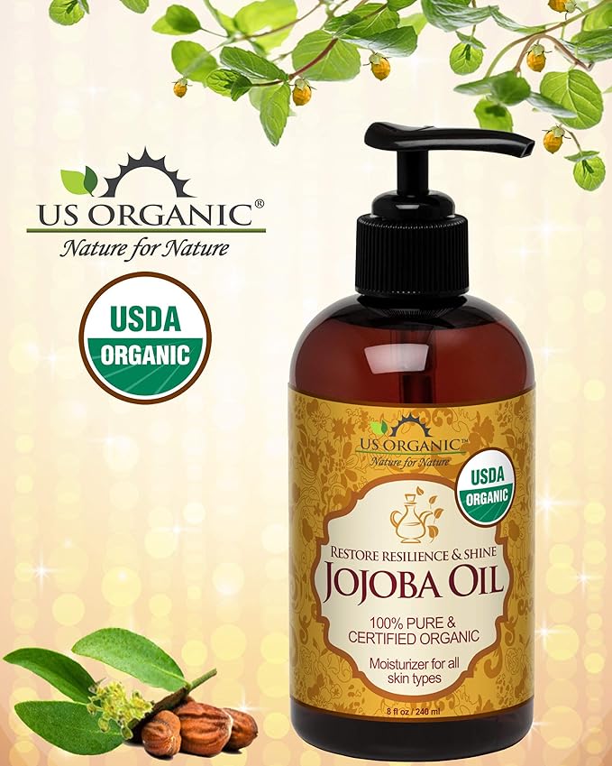 US Organic Jojoba Oil, USDA Certified Organic,100% Pure & Natural, Cold Pressed Virgin, Unrefined, Haxane Free, Sourced from Middle East directly (Large (8oz, 240ml))-VivaGrace Women