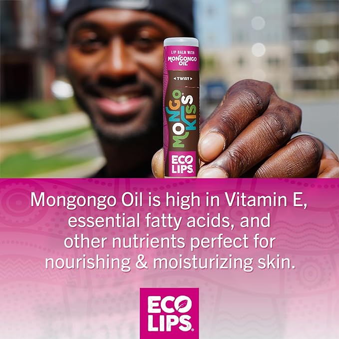 Eco Lips Mongo Kiss Organic Lip Balm 4 Pack Peppermint, Pomegranate, Vanilla Honey, Black Cherry - 100 Percent USDA Organic - Soothe, Moisturize Dry, Cracked and Chapped Lips - Made in USA-VivaGrace Women