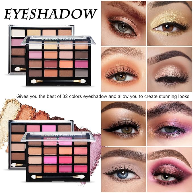 All in One Makeup Kit for Women Full Kit, Includes Eyeshadow,Foundation,Eyeliner,Mascara,Eyebrow pencil,Contour Stick, Makeup Brush, Makeup Sponge, Make Up Gift Set for Women, Teens-VivaGrace Women