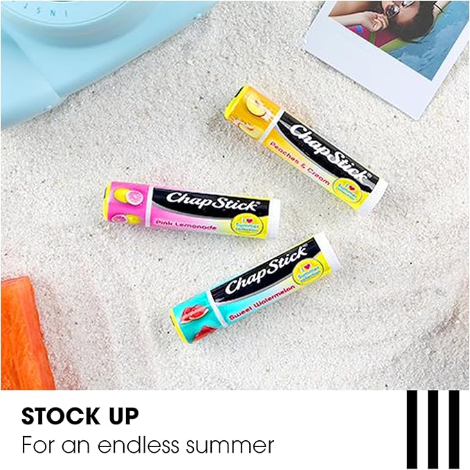 ChapStick I Love Summer Collection Pink Lemonade, Peaches and Cream, and Sweet Watermelon Lip Balm Tubes Variety Pack, Lip Balm Variety Pack - 0.15 Oz Each (Pack of 3)-VivaGrace Women