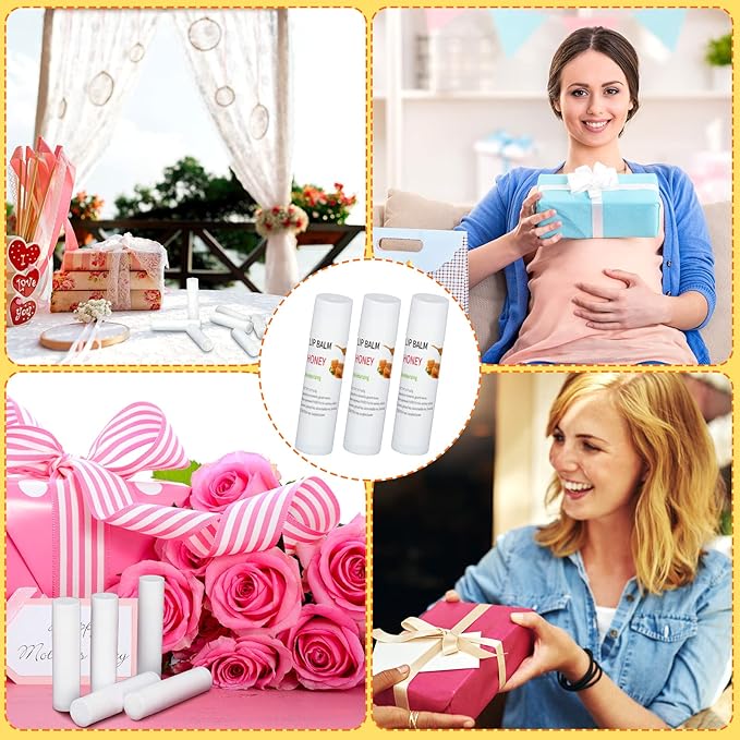 Demissle 150 Pcs Unlabeled Lip Balm Bulk Chapped Stick Blank Mini Lip Balm Gifts Moisturizing Lip Balms Favors for Women Homeless Wedding Bridal Shower Favors Baby Shower Guests Favors(Honey)-VivaGrace Women