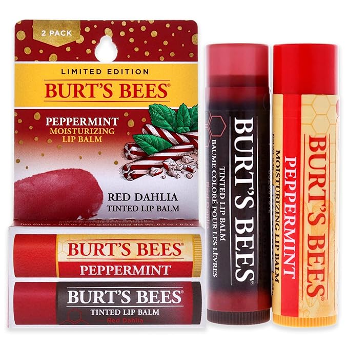 Burts Bees Burts Bees Lip Balm Kit Unisex Lip Balm Peppermint, Red Dahlia Tinted, 0.15 Ounce (Pack of 2)-VivaGrace Women