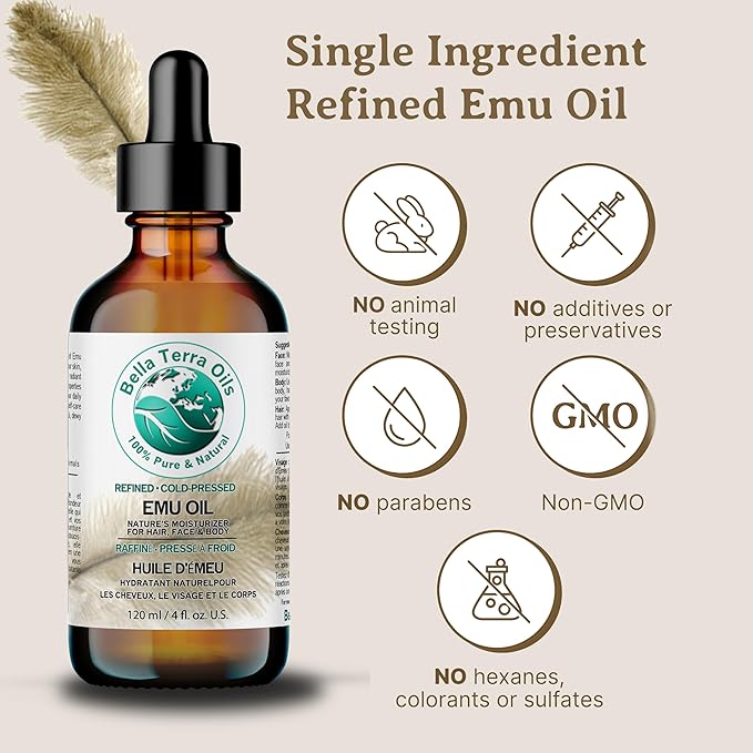 Bella Terra Oils - Emu Oil 8 oz - Australian Legacy, Famed for Omega-3, Omega-6 & Omega-9, The Natural Secret to Radiant Skin-VivaGrace Women