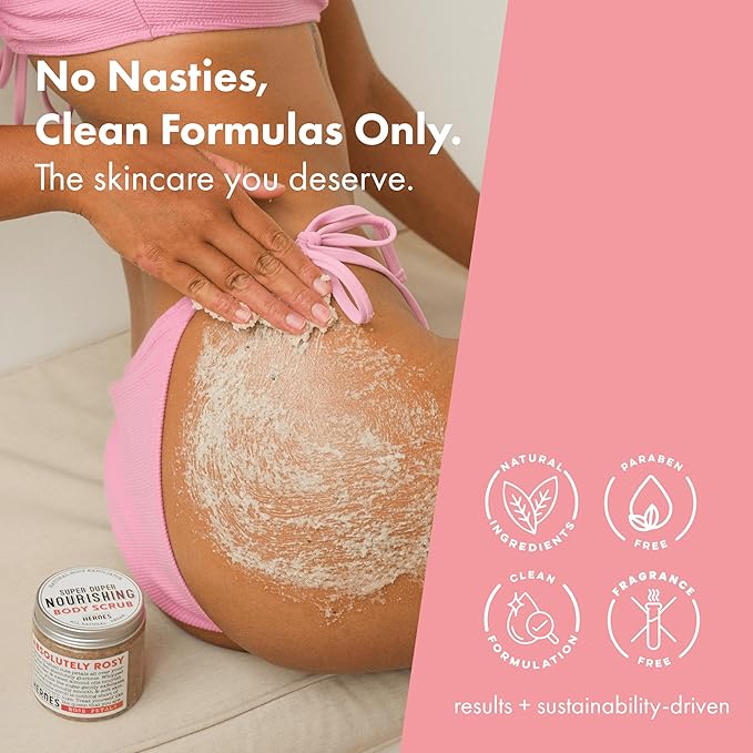 Rose Petal Scrub Foot & Body Exfoliator Infused with Vitamin E and Rose Natural Exfoliating Sugar Body Scrub for Toning Cellulite Skin Care by Handmade Heroes-VivaGrace Women