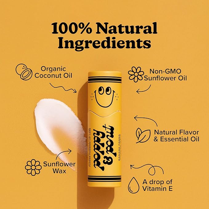 Poppy & Pout Kids Jumbo Lip Balm | All Natural Lip Balms & Moisturizers | Hydrates with Beeswax, Vitamin E, Organic Coconut Oil | Cruelty-Free | Lip Balm in Recyclable Cardboard Tube (Banana Fanna)-VivaGrace Women