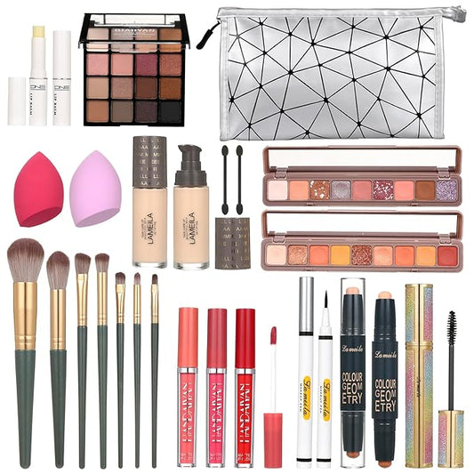 All in One Makeup Kit for Women Eyeshadow Eyeliner lipgloss, Lipstick Makeup brushes Mascara Eyebrow pencil Concealer Face Powder Primer Make Up Gift Set for Women, Teens-VivaGrace Women