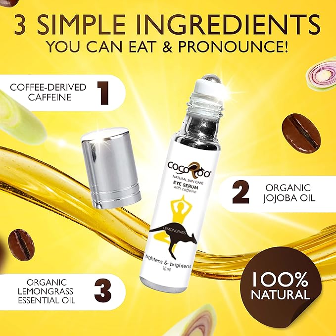 Caffeinated Eye Serum, Nutrient-Dense, 100% Pure, Natural & Vegan (Lemongrass)-VivaGrace Women