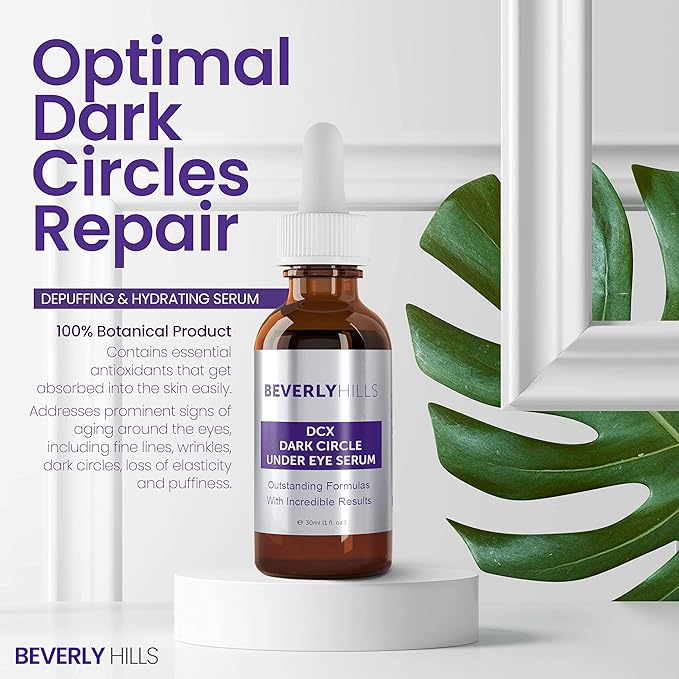 Beverly Hills DCX Under Eye Serum for Wrinkles, Puffy Eyes and Dark Cirlces Treatment for All Skin Types | Anti Wrinkle Serum with Seaweed, Hyaluronic Acids & Peptides for Hydrated & Soft Skin, 30 mL-VivaGrace Women