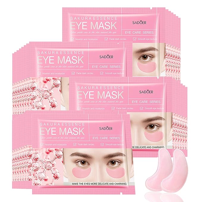 Under Eye Patches -30 Pairs Sakura Essence Eye Mask for Puffy Eyes,Reducing Dark Circles,Anti-Aging & Refreshing, Collagen Eye Mask for Moisturizing,Sakura Pink-VivaGrace Women