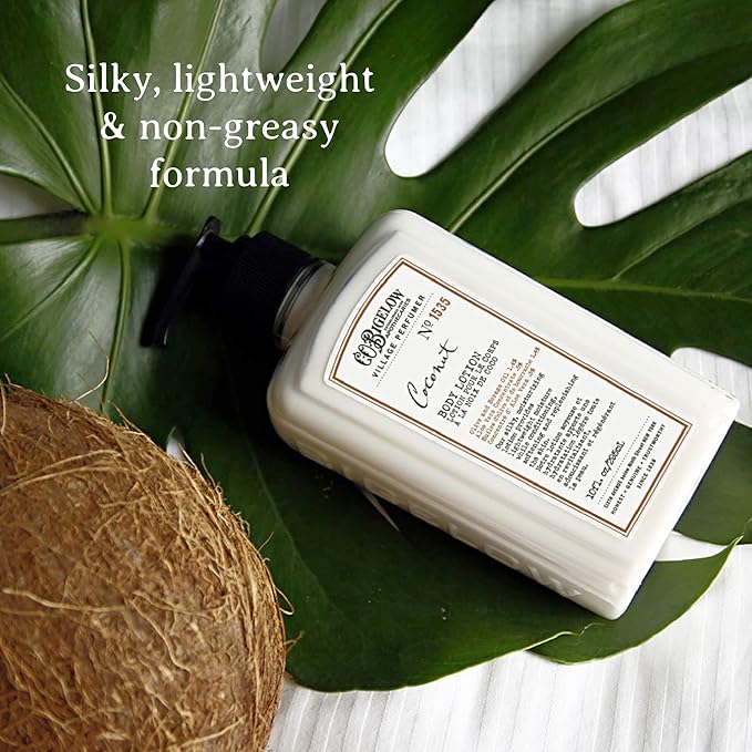 C.O. Bigelow Coconut Body Lotion, Village Perfumer Moisturizing Body Lotion with Aloe Vera, Borage Oil & Olive Oil, 10 Fl Oz-VivaGrace Women
