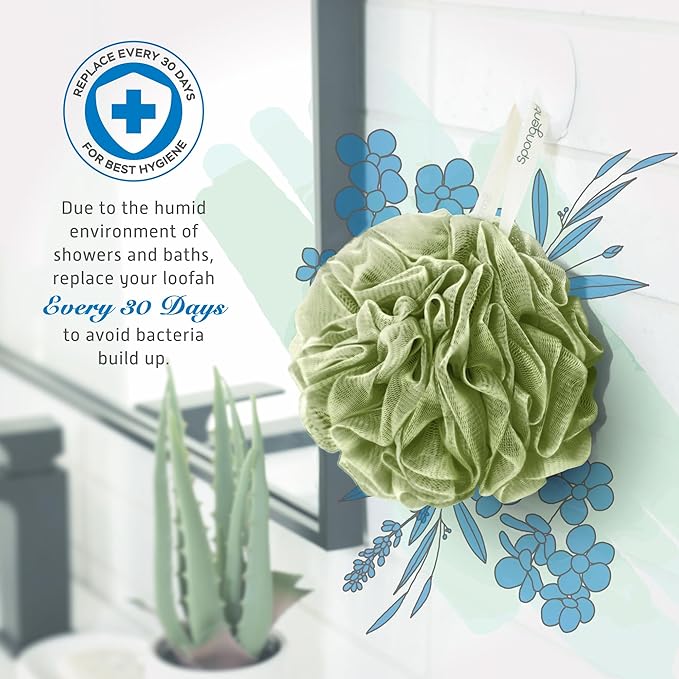 Spongentle Premium Deep Cleansing Loofah Sponge for Radiant Skin, Pack of 4, Bath and Shower, Exfoliating Body Scrubber, Beautiful Colors for Women and Men-VivaGrace Women