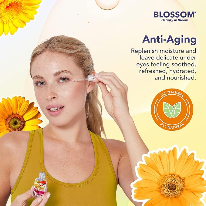 Blossom All Natural Organic Cruelty Free Moisturizing Eye Serum with Essential Oils, Infused with Real Flowers, Made in USA, 0.5 fl. oz., Summer Breeze-VivaGrace Women