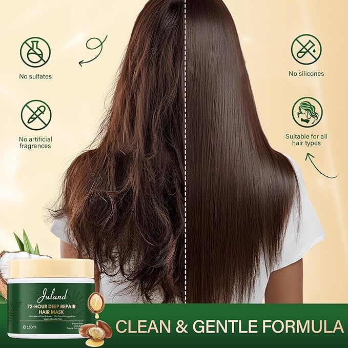 Juland Hair Mask, Collagen Hair Mask with Natural Amla Oil for Moisturization & Damage Repair, Hydroplex Technology for Stronger, Shinier Hair, 11 oz Revitalizing Treatment for Dry-VivaGrace Women