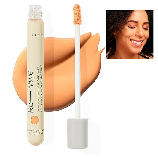HALEYS Weightless Longwear Concealer (Tan - Warm), Re-vive, Medium to Full Coverage, Gripping Concealer, Fast-setting, All-Day Wear, Spot Concealing, Brightens, Streak-free, Light-diffusing, V+CF-VivaGrace Women