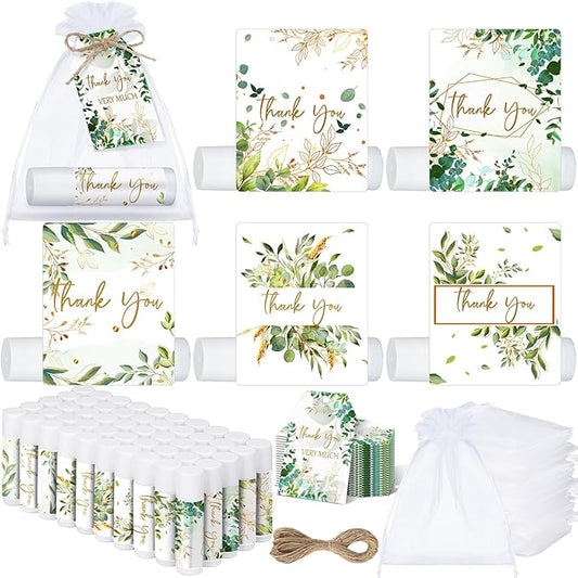 50 Set Employee Appreciation Gifts Bulk Baby Shower Favors Lip Balms Bulk Thank You Gifts Wedding Bridal Shower Bachelorette Gifts Prizes for Guests Women Teacher Coworker Nurse(Eucalyptus)-VivaGrace Women