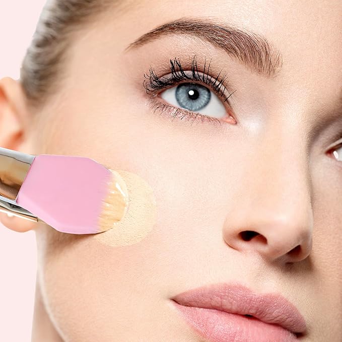 StansOut Ultimate Complexion Bundle: Liquid Foundation Brush, Makeup Brushes for Liquid, Cream, Stick Foundation - Flat, Round, Blender Brushes - 101 Contoured, 108 Straight - Long-Lasting-VivaGrace Women