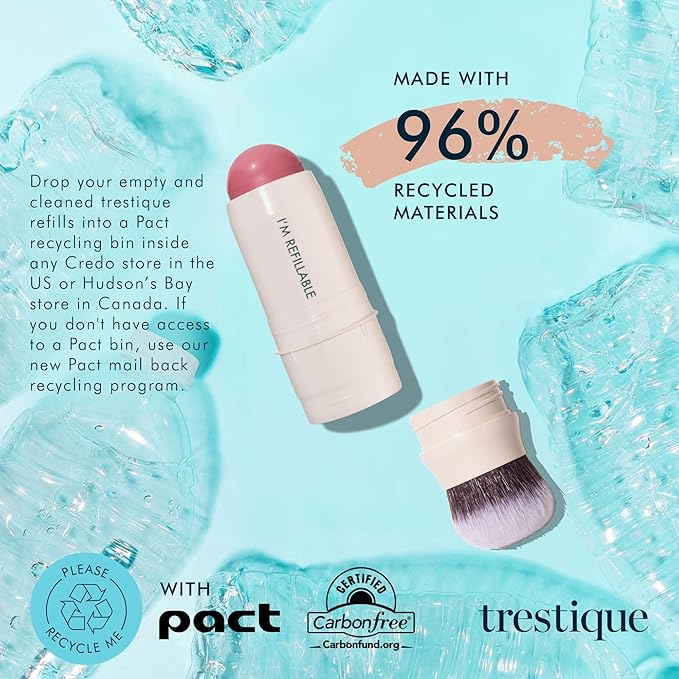 Trestique Blush Stick, Vegan Blush Stick With Built-In Blush Brush, Pink Blush Makeup For Women, Rose Blush Makeup, 2-In-1 Creamy Blush Makeup-VivaGrace Women