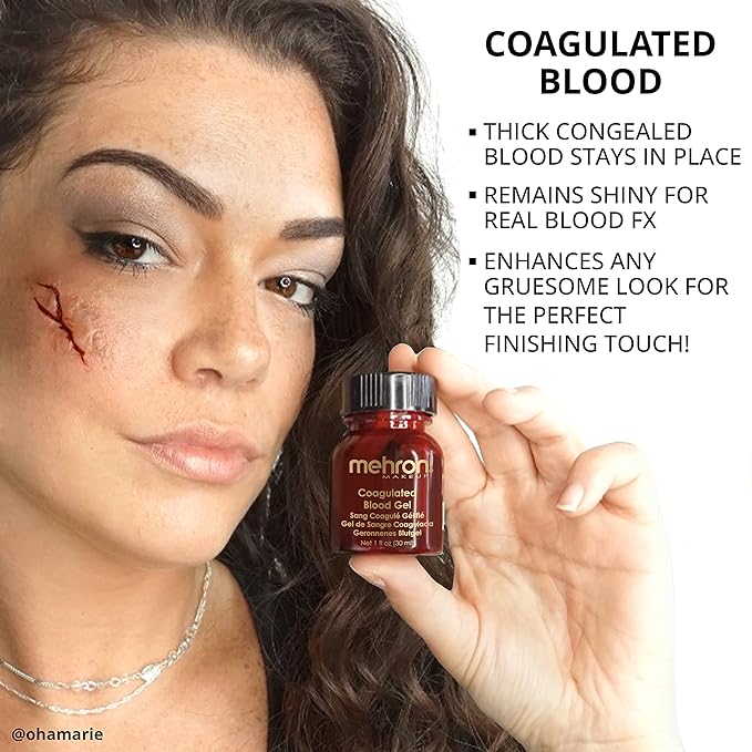 Mehron Makeup Coagulated Blood Gel | Fake Thick Blood Makeup | SFX for Halloween, Cosplay, and Special FX 1 oz (30g)-VivaGrace Women