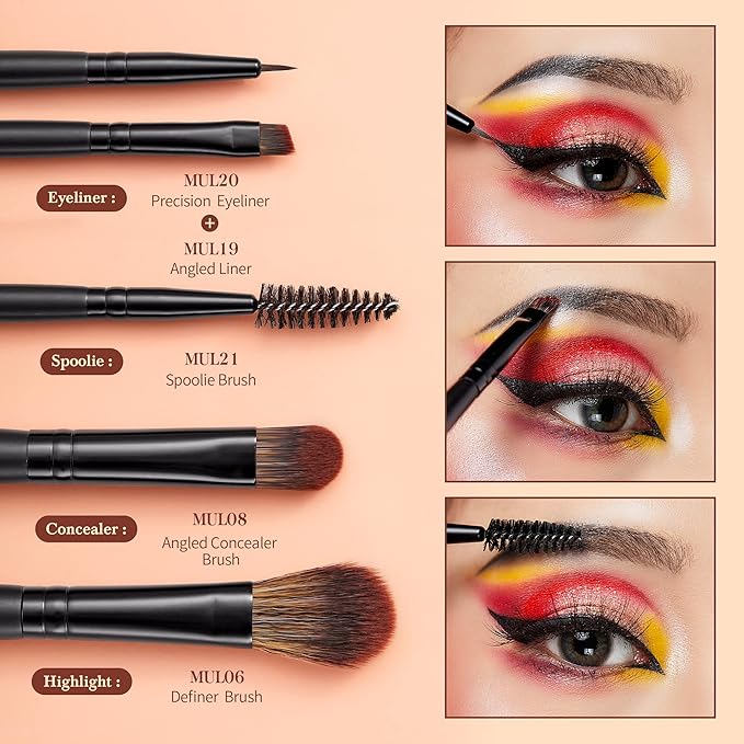 Jessup Eye Brushes Set, Vegan Makeup Brushes with Concealer Powder Eyeshadow Blending Eyeliner Spoolie Brush, 16pcs Premium Synthetic Black Cosmetic Brush T272-VivaGrace Women