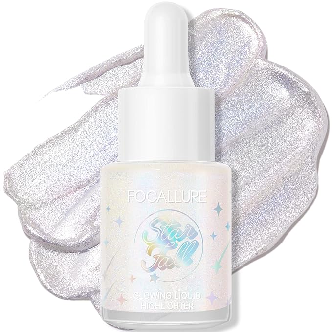 FOCALLURE Starfall Glowing Liquid Highlighter, Shimmering Body Oil, Non-Sticky Shimmer Liquid Luminizer, Non-Greasy, Face & Body Glitter Makeup for Costumes, Cosplay, Rave Festival, CYPRIDINA-VivaGrace Women