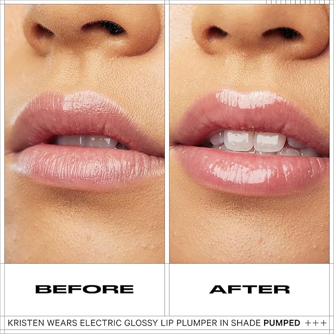 Milk Makeup Electric Glossy Lip Plumper, Pumped (Clear) - 0.3 fl oz - Hydrating Lip Plumper Gloss for Fuller, Smoother, Soft Lips - Vegan, Cruelty Free-VivaGrace Women