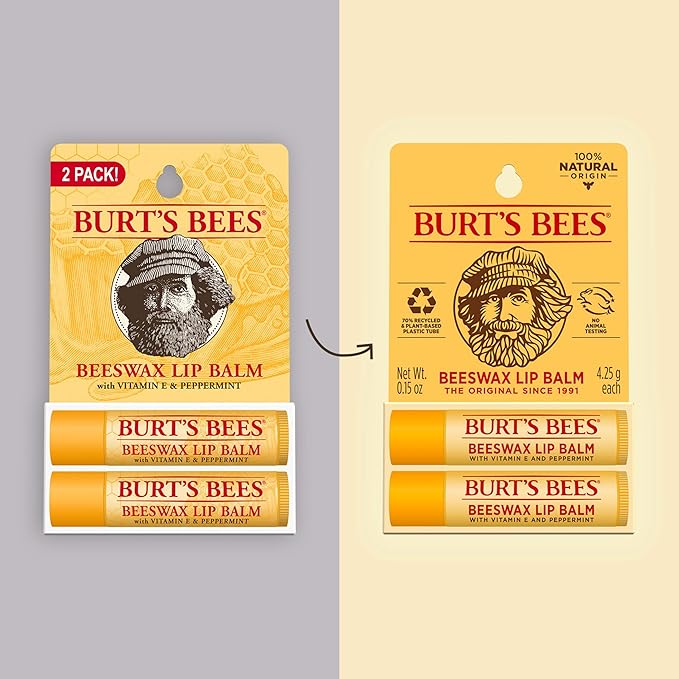 Burt's Bees Lip Balm Easter Basket Stuffers - Original Beeswax, Lip Moisturizer With Responsibly Sourced Beeswax, Tint-Free, Natural Conditioning Lip Treatment, 2 Tubes, 0.15 oz. (Pack of 2)-VivaGrace Women