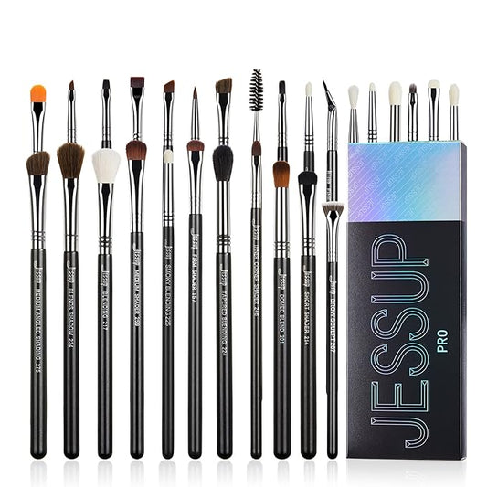Jessup Eye Makeup Brushes Set Professonal 28pcs Premium Synthetic Eyeshadow Brush Eyeliner Brush Eyebrow Brush Blending Brush for Makeup Black T341-VivaGrace Women