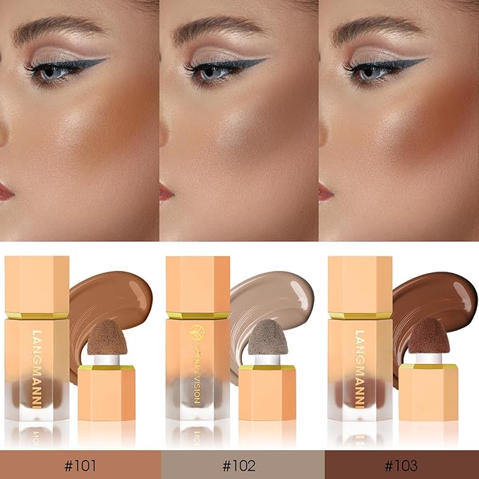 Liquid Contour Stick Makeup - Cream Face Contour Wand with Cushion Applicator, Natural Matte Long Lasting Creamy Bronzer Contour, Lightweight Silky Blendable (#02 SOFT TAN)-VivaGrace Women
