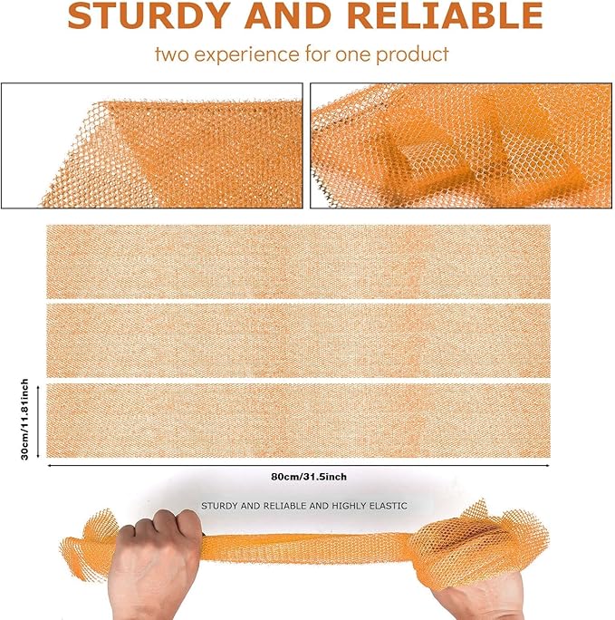 UJFQBH 3 Pieces African Bath Sponge African Net Long Net Bath Sponge Exfoliating Shower Body Scrubber Back Scrubber Skin Smoother,Great for Daily Use (Yellow,Yellow,Yellow)-VivaGrace Women