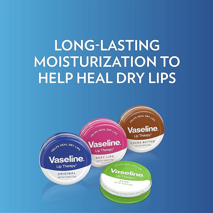 Vaseline Lip Therapy Lip Balm Tin Rosy Lips 0.6 oz 6 Count-VivaGrace Women