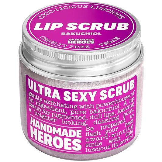 Handmade Heroes Bakuchiol Lip Scrub 1 fl oz | Deep Conditioning Lip Plumper Helps Reduce Fine Lines and Wrinkles Appearance | 100% Cruelty Free Vegan | Lip Care for Luscious Lips-VivaGrace Women