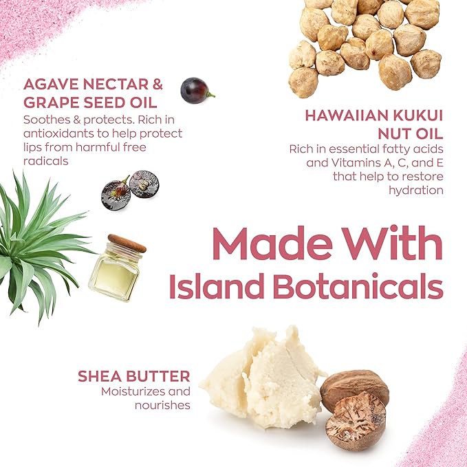 Hanalei Lip Treatment for Dry, Chapped Lips – Intensive Overnight Moisturizer with Kukui Oil, Shea Butter & Grapeseed Oil – Hydrating Balm for Healing Cracks – Mauve Pink Tint, 15g – Cruelty-Free-VivaGrace Women