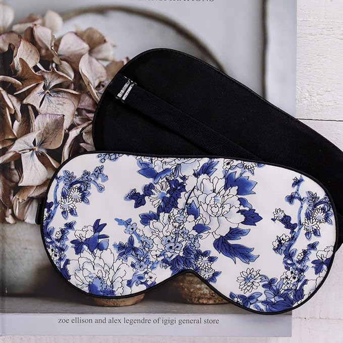Feel 100% Pure Silk Eye Mask Sleep Eye Mask Eye Cover Eyeshade Sleeping Eye Mask Floral Colors (#39)-VivaGrace Women