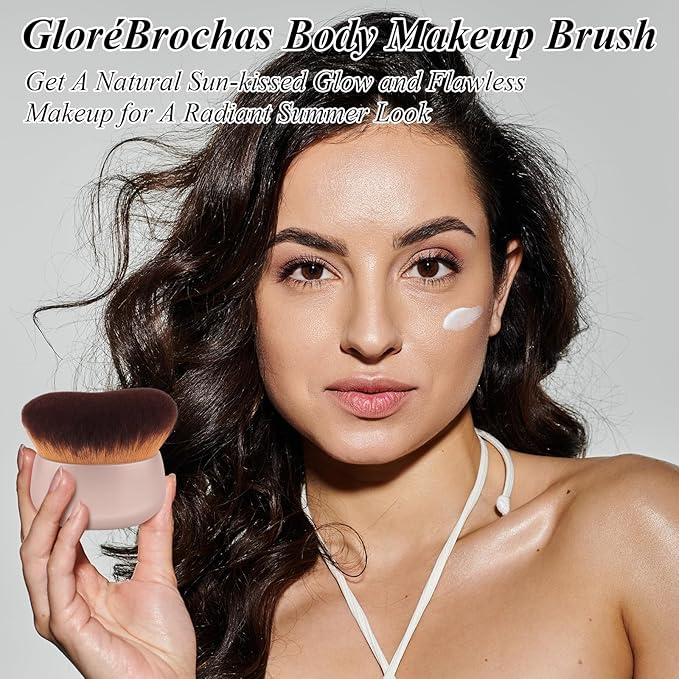 75MM Extra Large Self Tanner Kabuki Makeup Brush – Ultra Soft Dense Vegan Bristles for Body Makeup, Bronzer & Foundation–Applies Tanning Mousse, Lotion & Self Tanner–Khaki, Wet & Dry-VivaGrace Women