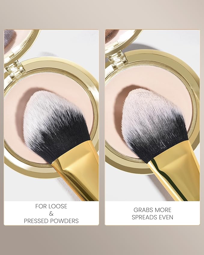 Desert Oak Series BloomFluff Powder Brush - 45mm Giant Heart-Shaped Face Brush for Setting Powder & Bronzer, Luxury Bubinga Handle (CM 196)-VivaGrace Women