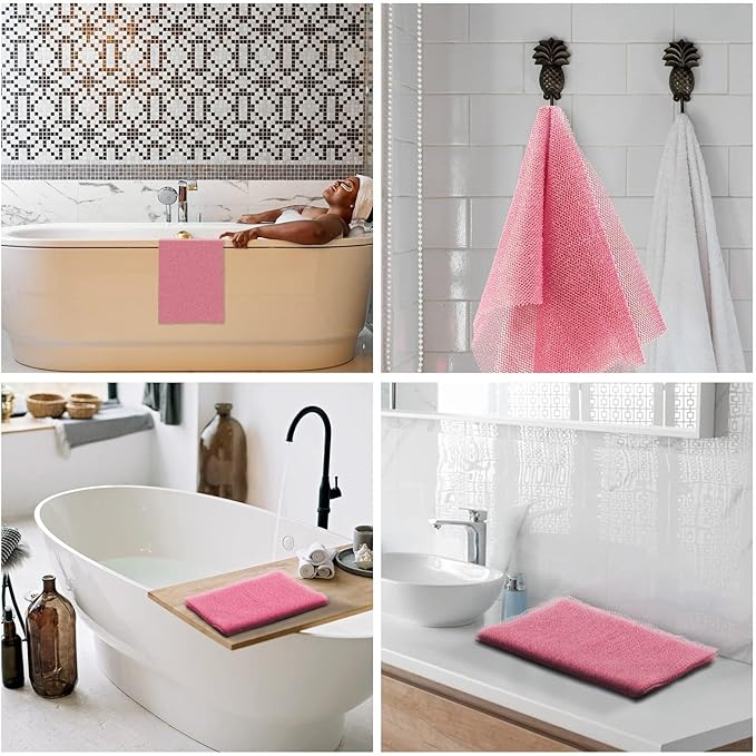 UJFQBH African Net Sponge African Net Long Net Bath Sponge Exfoliating Shower Body Scrubber Back Scrubber Skin Smoother,Great for Daily Use (Pink)-VivaGrace Women