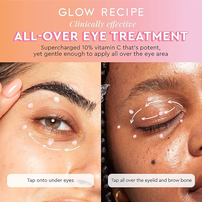 Glow Recipe Guava Vitamin C Brightening Eye Cream - Hydrating Under Eye Cream with Niacinamide, Peptides & Caffeine - Firming & Illuminating Dark Circles Under Eye Treatment for Puffiness (15ml)-VivaGrace Women