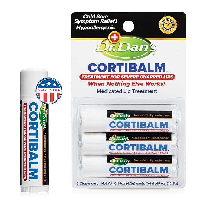 Dr. Dan's Cortibalm -3 Pack -for Dry Cracked Lips - Healing Lip Balm for Severely Chapped Lips- Designed for Men, Women and Children-VivaGrace Women