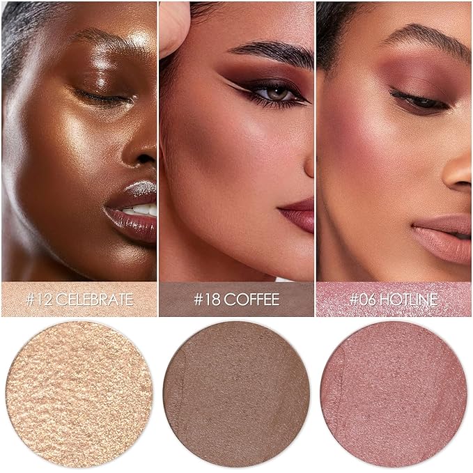 3 Pcs MEDIUM-DEEP Contour Stick Set,Cream Blush & Highlighter Bronzer Pen,Long Lasting & Smooth Natural Face Contouring Illuminator,Professional Makeup Kit for All Skin-VivaGrace Women