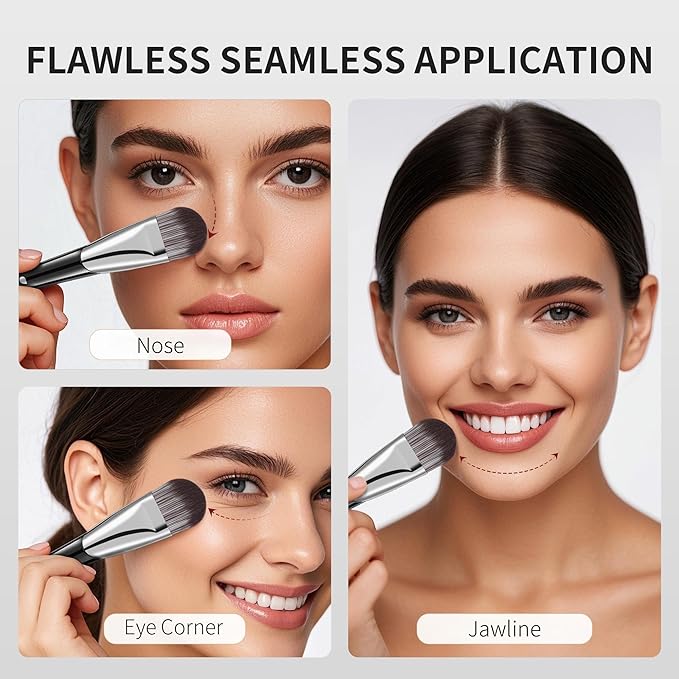 DUcare Flat Foundation Brush for Liquid Makeup, Premium Synthetic Hair Concealer/Kabuki Makeup Brush, Dense Bristles Design, Multi-Purpose Face Brushes for Liquid/Cream/Facial Mask-VivaGrace Women
