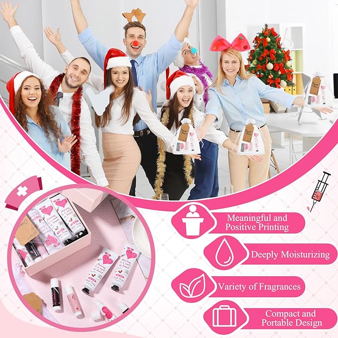 Nurse Appreciation Gifts Set Thank You Gifts Lip Balm Hand Cream for Dry Cracked Hands with Organza Bags Thank You Tags Jute for Party Holiday Nurse' Day(24 Sets)-VivaGrace Women