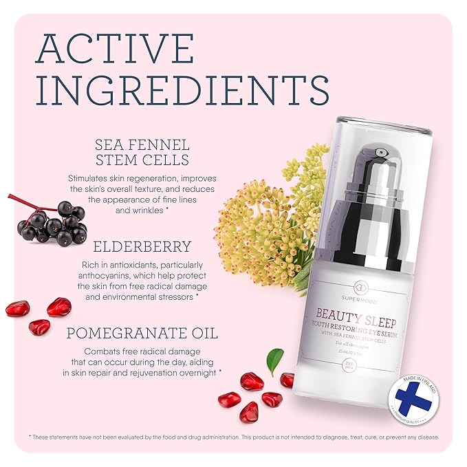 Overnight Eye Serum - Under Eye Serum for Night Time w. Hydrating Elderberry & Sea Fennel Stem Cells, Reduces Under-Eye Bags & Wrinkles, Anti-Aging Eye Serum-VivaGrace Women