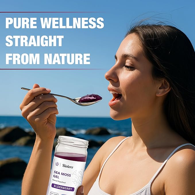 Biolore Sea Moss Gel - Elderberry 16oz, Wildcrafted Irish Seamoss with Essential Vitamins & Trace Minerals, Vegan Superfood Made in USA-VivaGrace Women