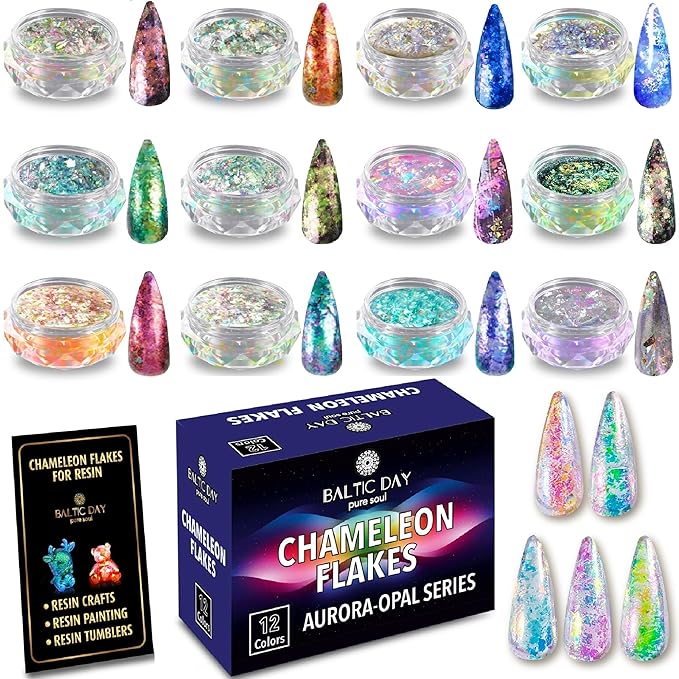 Chameleon Flakes & Chameleon Aurora Opal Flakes - Chameleon Flakes for Resin, Nails - Chameleon Mica Powder for Epoxy Resin, Paint-VivaGrace Women