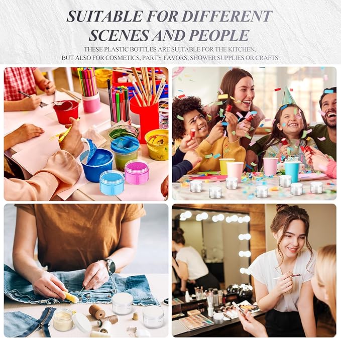 SATINIOR 24 Pieces Empty Clear Plastic Jars with Lids Round Storage Containers Wide-Mouth for Beauty Product Cosmetic Cream Lotion Liquid Butter Craft and Food (Transparent Lid, 4 oz)-VivaGrace Women