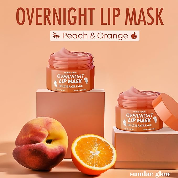 Peach & Orange Lip Mask - Dermatologist Tested, Anti-Aging, Korean Skin Care, Deep Hydration, Overnight Lip Repair - Vegan, Clean Beauty, 95% Natural, Cruelty-Free - 1 Pack-VivaGrace Women