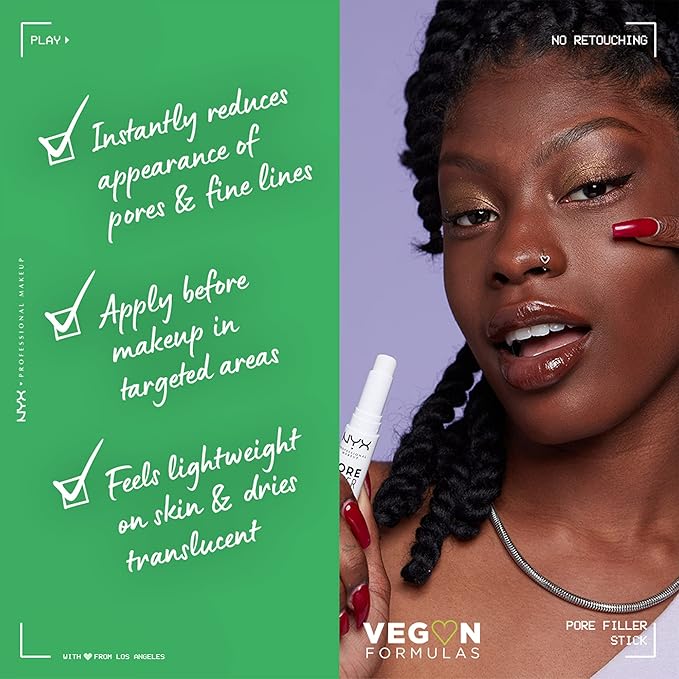 NYX PROFESSIONAL MAKEUP Pore Filler Blurring Primer and Targeted Primer Stick Bundle, Vegan Face Primers-VivaGrace Women