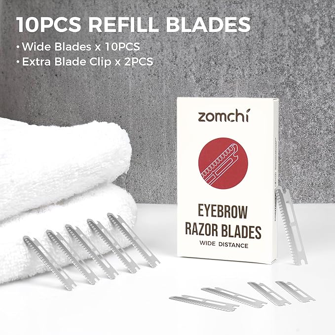 ZOMCHI Dermaplaning Razor Refills, Set of 10 Replacement Blades, Wide Distance, Metal, Plastic Free, Eyebrow Razor Blades-VivaGrace Women