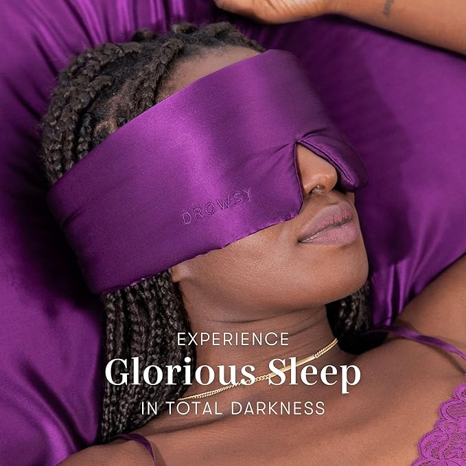 DROWSY Silk Sleep Mask. Face-Hugging, Padded Silk Cocoon for Luxury Sleep in Total Darkness. (Purple Martini)-VivaGrace Women